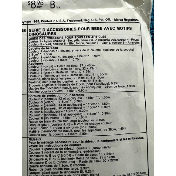 McCalls Sewing pattern 3761 baby quilt Nursery dinosaur - Picture 7 of 9